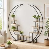 DanDiBo Plantenrek intérieur, étagère à fleurs, 170 cm de haut, métal, noir, demi-rond, 96700