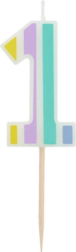 Folat - Kaars Pastel meerkleurig - cijfer 1