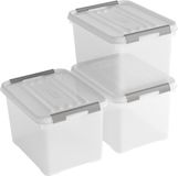 Curver Handy+ Opbergbox - 20L - 3 stuks - Transparant met deksel