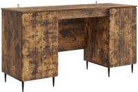 vidaXL Bureau met plank Gerookt eiken 142,5 x 50 x 75 cm Bewerkt hout