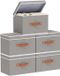 Set de cinq boîtes de rangement pliables en tissu avec couvercle, utilisable dans différentes pièces