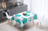 Bonamaison Tafelkleed, Anti-Mold, Sneldrogend, Waterdicht, 100% Polyester Tafellaken, Turkoois, wit, 140 x 140 Cm