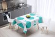 Bonamaison Tafelkleed, Anti-Mold, Sneldrogend, Waterdicht, 100% Polyester Tafellaken, Turkoois, wit, 140 x 140 Cm