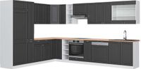 Vicco Cuisine d'angle Fame-Line, Anthracite-or/Blanc, 347 x 257 cm, WB Chêne