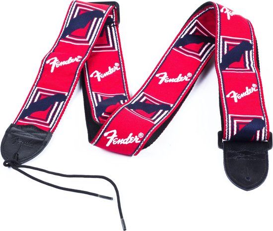 Fender Monogrammed Gitaarband - Rood/Wit/Blauw