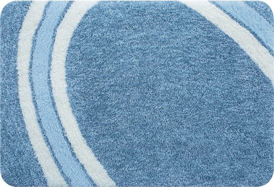 Spirella Curve Blue Badmat - Antislip - Wasbaar - Zacht en Warm - Microvezel - Blauw - 55x65 cm