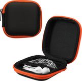 kwmobile Earphone Case for Earbuds - Small Hearing Aid case with inner mesh pouch - Zipper Storage Bag Pouch for Headphones Earbuds - Orange / Black