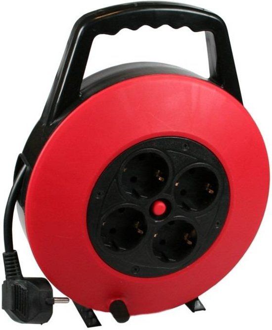 HOFFTECH Bellson Electronics Kabelbox - 5 meter - 4 geaarde stopcontacten - Zwart/Rood