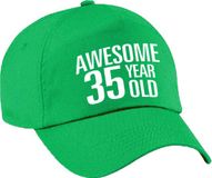 Bellatio Decorations Verjaardag cadeau petje - Awesome 35 year old - 35 jaar - groen - volwassenen - baseball cap - leeftijd