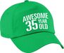 Bellatio Decorations Verjaardag cadeau petje - Awesome 35 year old - 35 jaar - groen - volwassenen - baseball cap - leeftijd