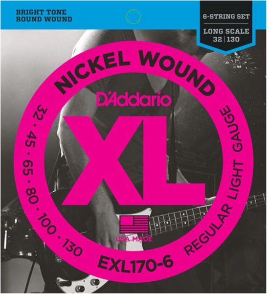 D'Addario EXL170-6 Regular Light 6-String Bass Guitar Strings