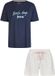 By Louise Dames Korte Pyjama Set Shortama Donkerblauw/Roze - Maat L