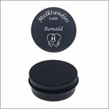 MC Living Melktanden Blikje Met Naam Gravering - Ronald - Zwart - Rond - Aluminium