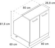 Vicco Rion Kast voor schuine wand – 80 x 81.6 cm met 2 deuren, kastromp 60 cm diepte Antraciet-goud