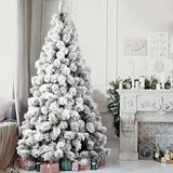 BAKAJI Alpenkerstboom besneeuwde groene grenen, super dik vol, ijzeren basis kruis, zeer hoge kwaliteit takken met sneeuw, eenvoudige montageopening kerstdecoraties (180 cm)