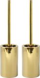 Spirella Luxe Toiletborstel in houder Sienna - 2x - goud glans - porselein - 42 x 10 cm - met binnenbak