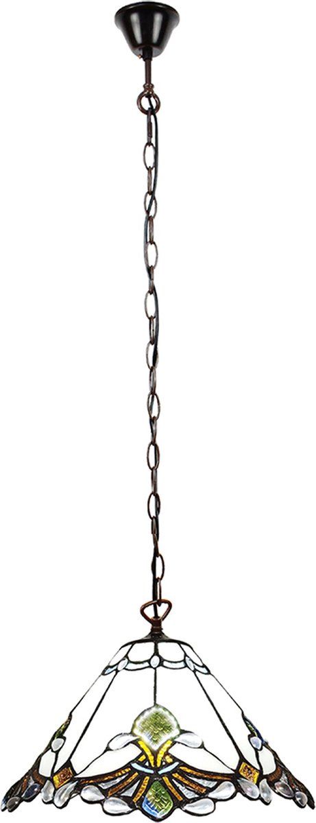 Lumilamp Tiffany Hanglamp Ø 31 cm - Wit/Bruin Glas