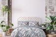 Sleepdown 100% puur katoenen blad bloemen multi tropen grijs omkeerbaar dekbedovertrek quilt kussensloop beddengoed set zacht onderhoudsvriendelijk - eenpersoons (135 cm x 200 cm)