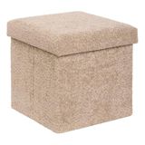 Atmosphera - Pouf Pliable Coffre soana en Bouclette Beige foncé 38x38cm