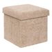 Atmosphera Pouf Pliable Coffre soana en Bouclette Beige foncé 38x38cm
