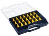 Boîte d'assortiment boîte de tri - 26 compartiments - Bleu avec cloisons jaunes - 312 x 238 x 51 mm