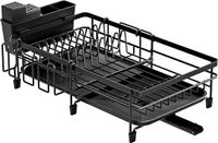Égouttoir de cuisine sans marque, égouttoir de comptoir extensible, égouttoir multifonctionnel extensible, noir, métal