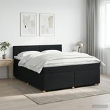 vidaXL Boxspringbed met matras, zwart, 140 x 190 cm, stof