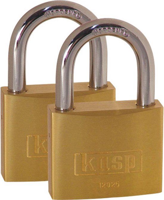 Kasp K12025D2 Hangslot 25 mm Goud-geel - Set van 2
