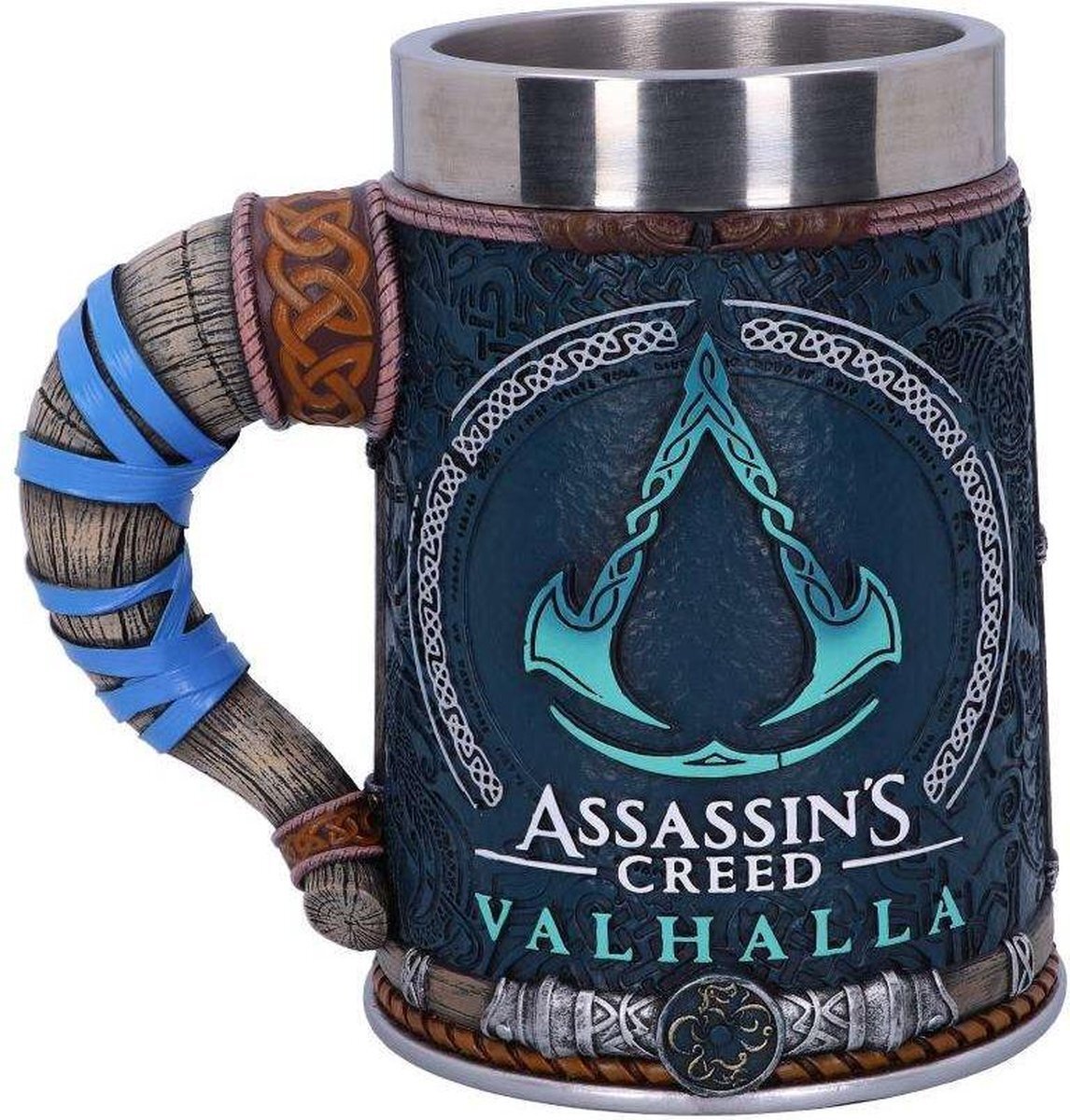 Nemesis Now B5335S0 Officieel gelicentieerde Assassins Creed Valhalla Viking Game Tankard, hars met roestvrij staal