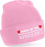 Bellatio Decorations Wintersport muts voor volwassenen - Queen of Apres ski - roze - one size - beanie