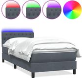 vidaXL Boxspringbed met matras en LED-verlichting, donkergrijs, 80x220 cm, fluweel