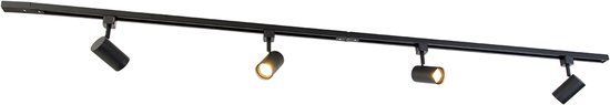 QAZQA Jeana - Modern 4-Light Track Lighting System - 194cm - Black - Dimmable - GU10