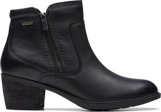 Clarks Neva Zip WP Chukka-laarzen voor dames, zwart leer, 39 EU