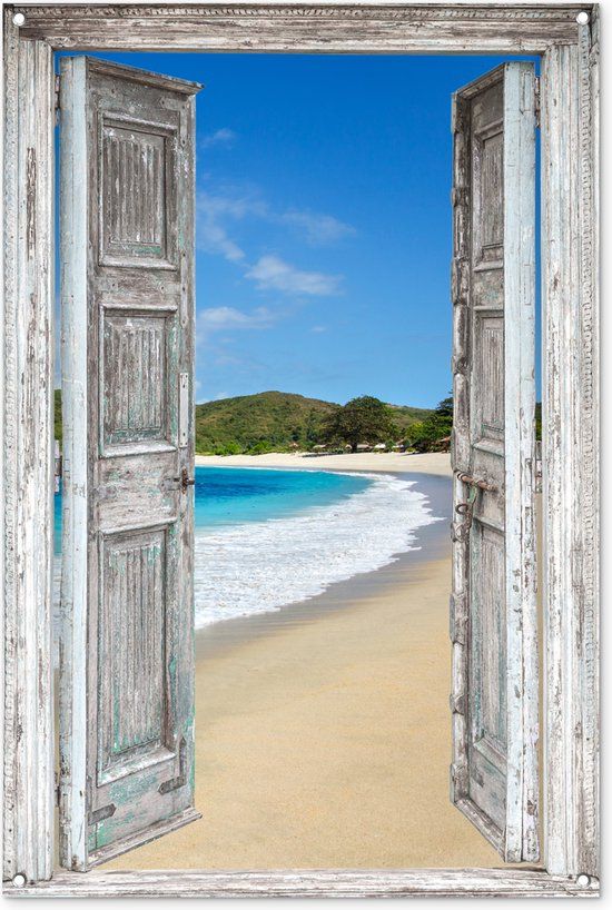 GreatGardenPosters Tuinposter - Doorkijk - Strand - Zee - Water - Kust - 80x120 cm - Tuindoek - PVC - Kunststof