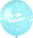Pack Il Mio Battesimo Pack 25 balloons "Il Mio Battesimo" in natural latex Premium Quality G150 (Ø 48cm / 19"), pastel light blue