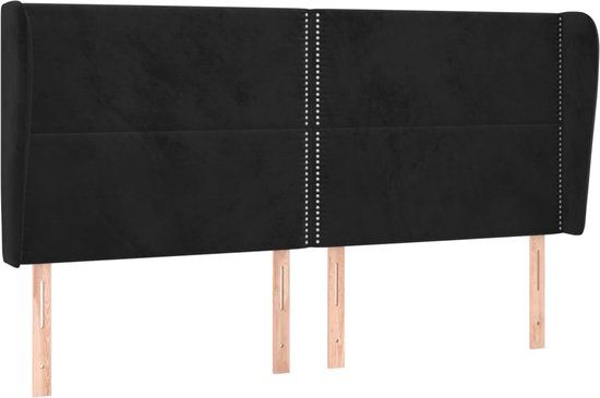 vidaXL Hoofdbord met randen fluweel zwart 203x23x118/128 cm