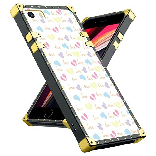 LET'S CONNECT Voor iPhone 7/8/SE2 Square Edge Phone Case Cute Cartoon Love Heart Flexibele Premium Anti-kras Bescherming voor iPhone 7/8/SE2