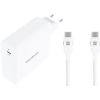BlueBuilt 140W GaN USB-C Oplader Wit + USB-C Kabel 240W 2m Nylon Wit