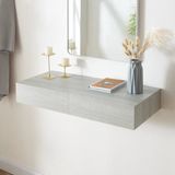 [en.casa] Wandplank Karstula met 2 lades 80x35x12 cm betonkleurig