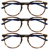 Opulize Met 3 Stuks Blauw Licht Blokkeert Leesbril Computer Gamen Bruine Schildpad Mannen Vrouwen BBB60-2 +2,50