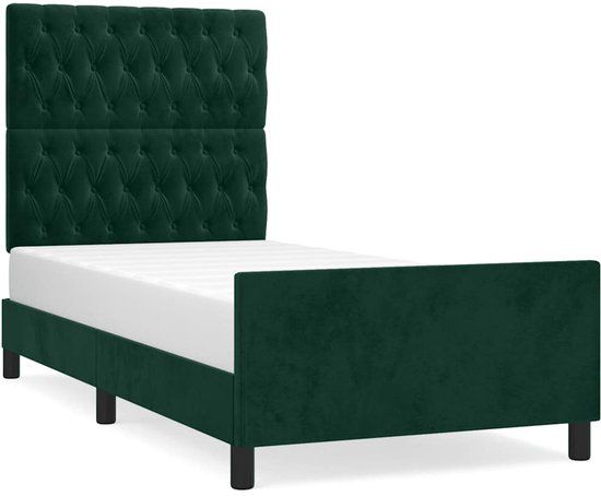 vidaXL Bedframe 90x190 cm Fluweel Donkergroen