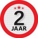 Bellatio Decorations 2 jaar leeftijd sticker - rond - Dia 9 cm - 2 jaar verjaardag - jubileum - leeftijd versiering
