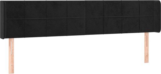 VidaXL Hoofdbord met randen 163x16x78/88 cm fluweel zwart
