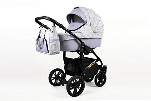 Lux4Kids Stroller Pram Pushchair 3in1 2in1 Buggy Autostoel Babystoel Sportstoel BlackOne 3in1 with car seat Lichtgrijs