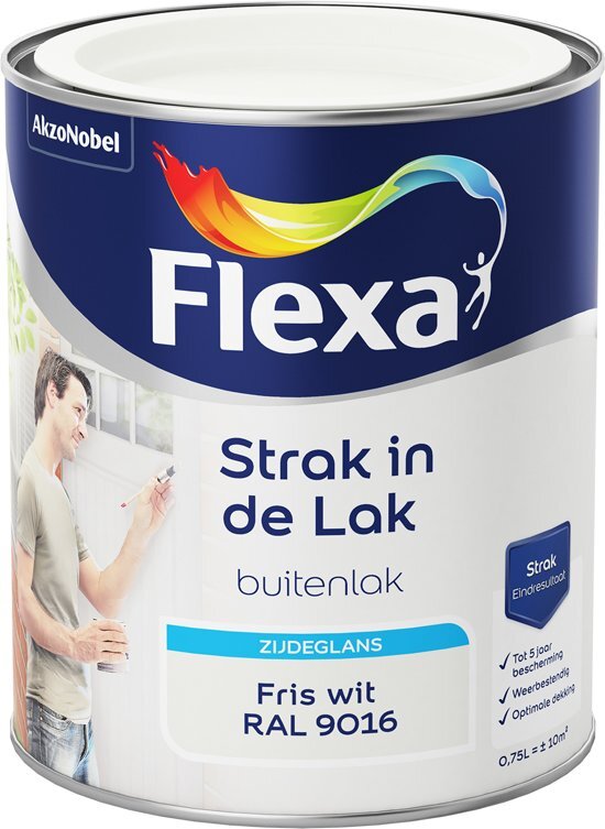 FLEXA Strak in de Lak - Zijdeglans - fris wit RAL 9016 - 0 75 liter