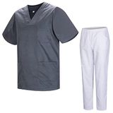 MISEMIYA - Uniseks sanitair uniform, medische sanitaire uniformen met witte broek 817-8312-wit