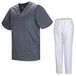 MISEMIYA - Uniseks sanitair uniform, medische sanitaire uniformen met witte broek 817-8312-wit