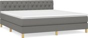 vidaXL Boxspring met matras stof donkergrijs 160x200 cm