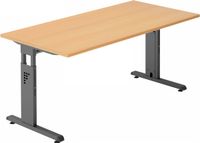 hjh OFFICE PRO MEGA 16 G - 160 x 80 Tafelhoogte I In hoogte verstelbaar Beuken/Grafiet