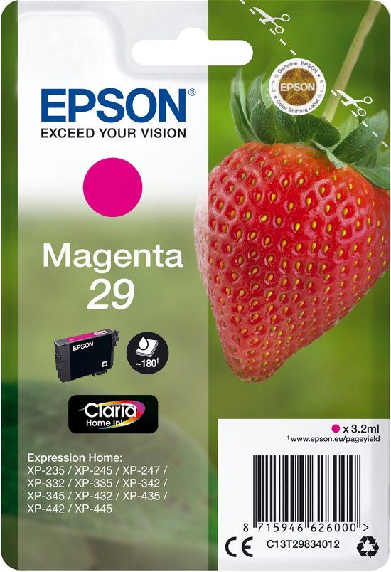 Epson Strawberry Singlepack Magenta 29 Claria Home Ink single pack / magenta